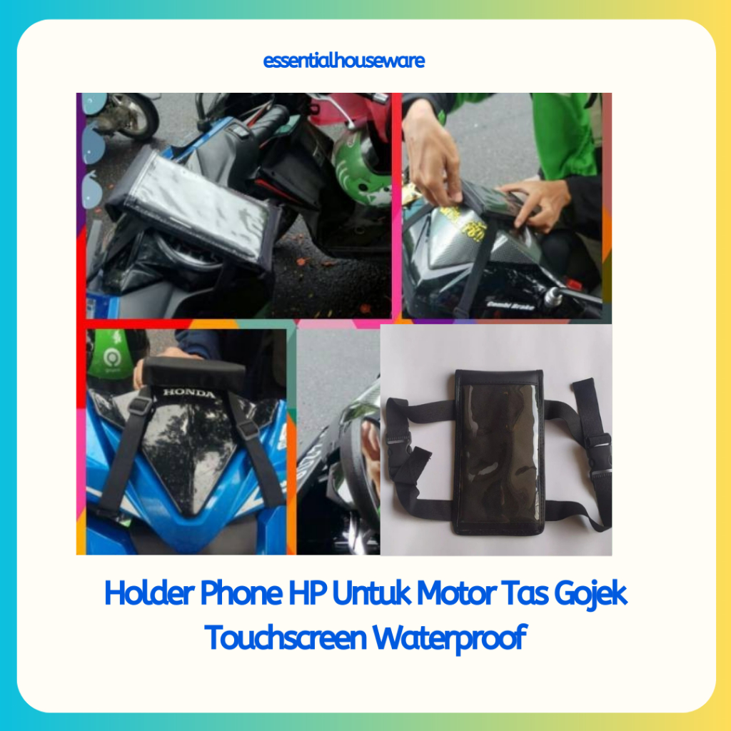 Holder Phone HP Untuk Motor Tas Gojek Touchscreen Waterproof / Holder Handphone Stang Motor