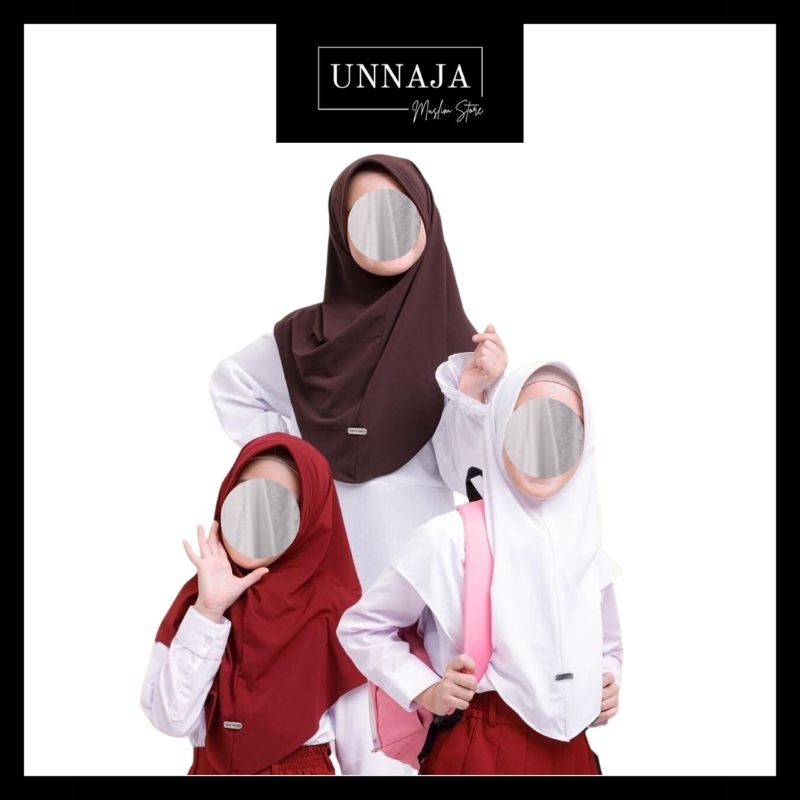 UMS - Hijab Anak Perempuan / Jilbab Anak TK SD / Kerudung Sekolah Anak Hitam Putih / Bergo Pad Panja