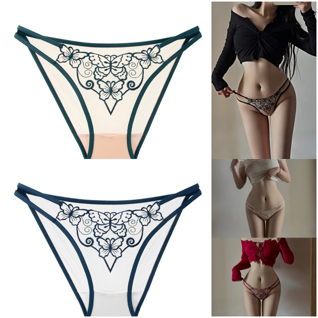 Celana Dalam Berkualitas Wanita Sexy Transparan Bunga Lingerie Seksi Thong C0360