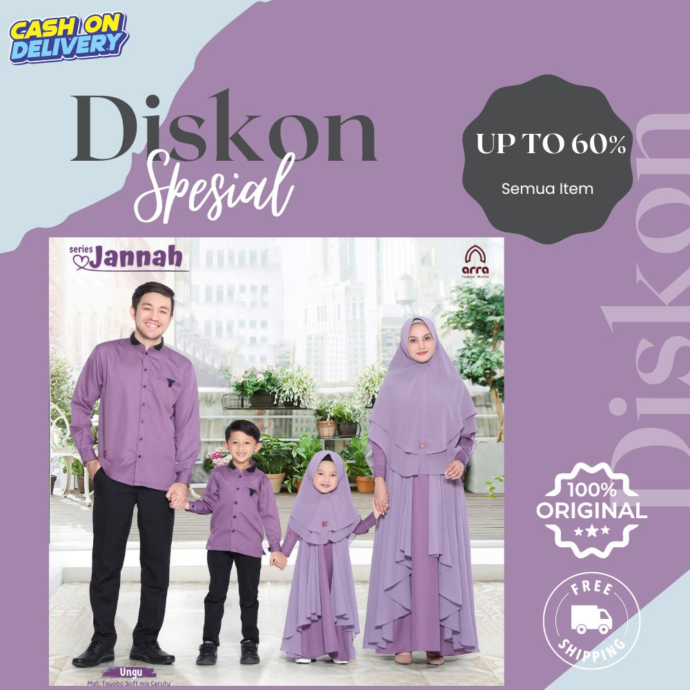 baju muslim couple Sarimbit Jannah Fashion Muslim Keluarga (Koko, Gamis, Kerudung) Gamis Couple Warn