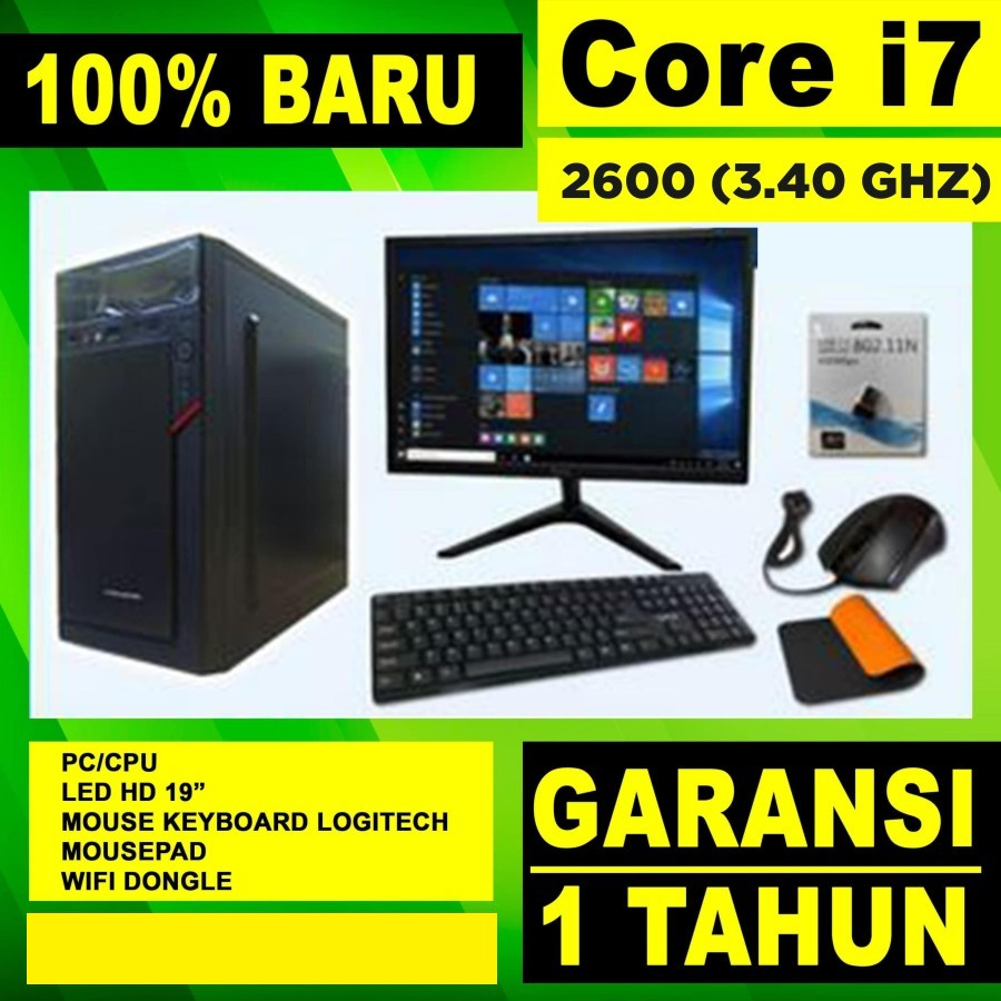 Paket Lengkap Komputer PC Rakitan Intel Core i7 2600 BARU