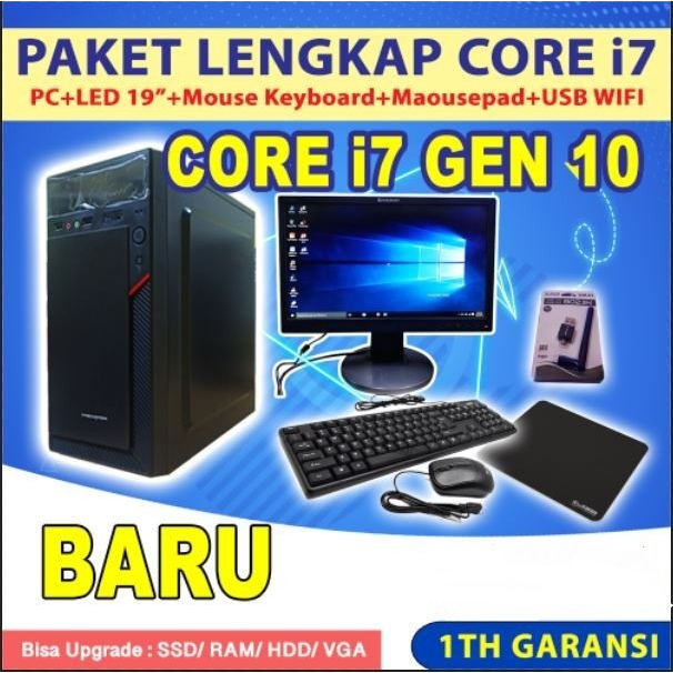 Paket Lengkap Komputer PC Rakitan Intel Core i7 10700 Gen 10 BARU