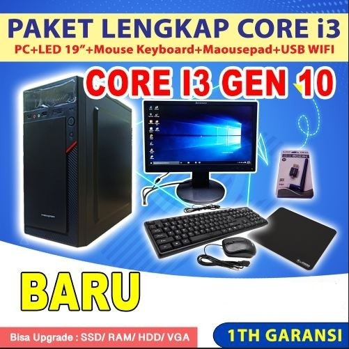 Paket Lengkap Komputer PC Rakitan Intel Core i3 Gen 10 BARU