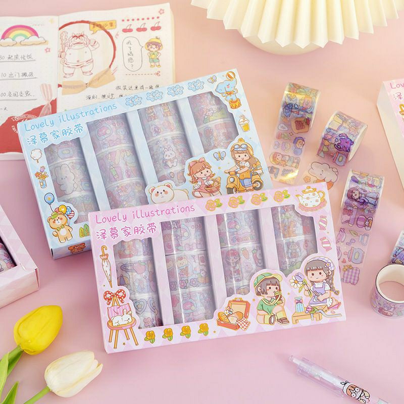

12pcs washitape roll karakter bening pvc