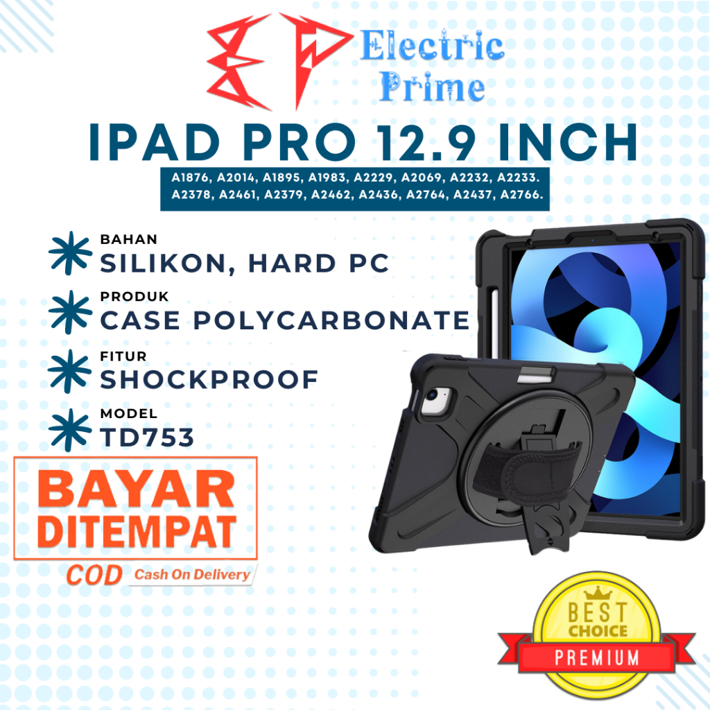 Hard Case Armor For iPad Pro 3rd 4th 5th 6th 12.9 inch M1 M2 Soft Silicone Cover Bumper Shoulder Han