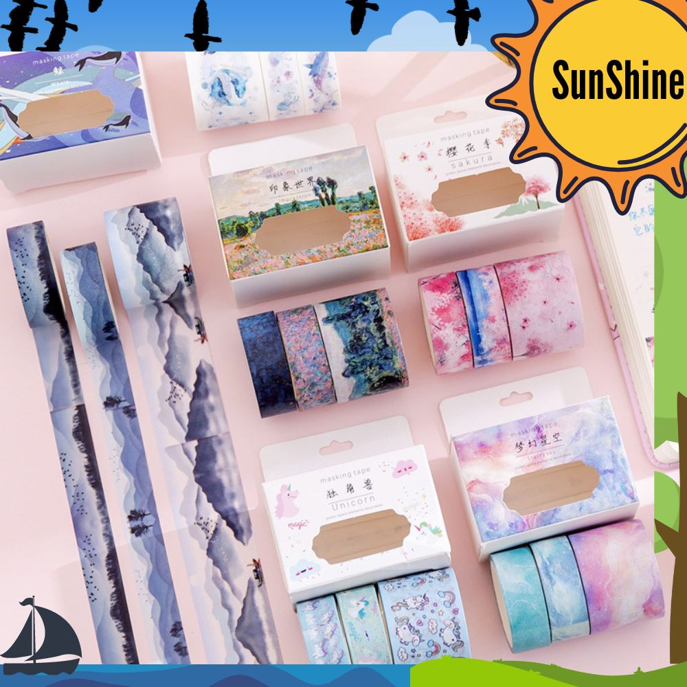 

✨ Sunshine Fancy ✨ 1 Set (3pcs) Washi Tape / Set Motif Lucu AT0043
