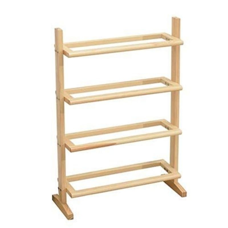 Rak sepatu sandal kayu serbaguna, rak kayu