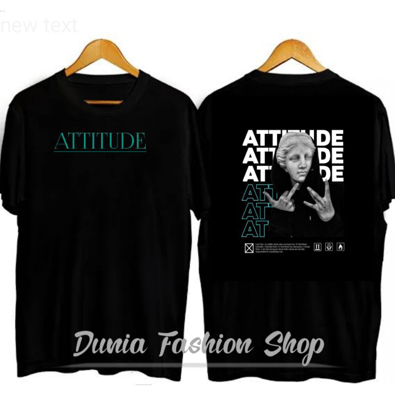 BAJU KAOS DISTRO KATA-KATA ATTITUDE//BAJU DISTRO BAHAN ADEM