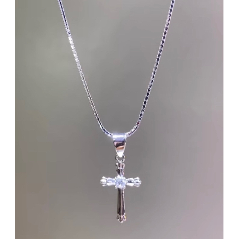 kalung salib mas putih kadar 750 asli emas