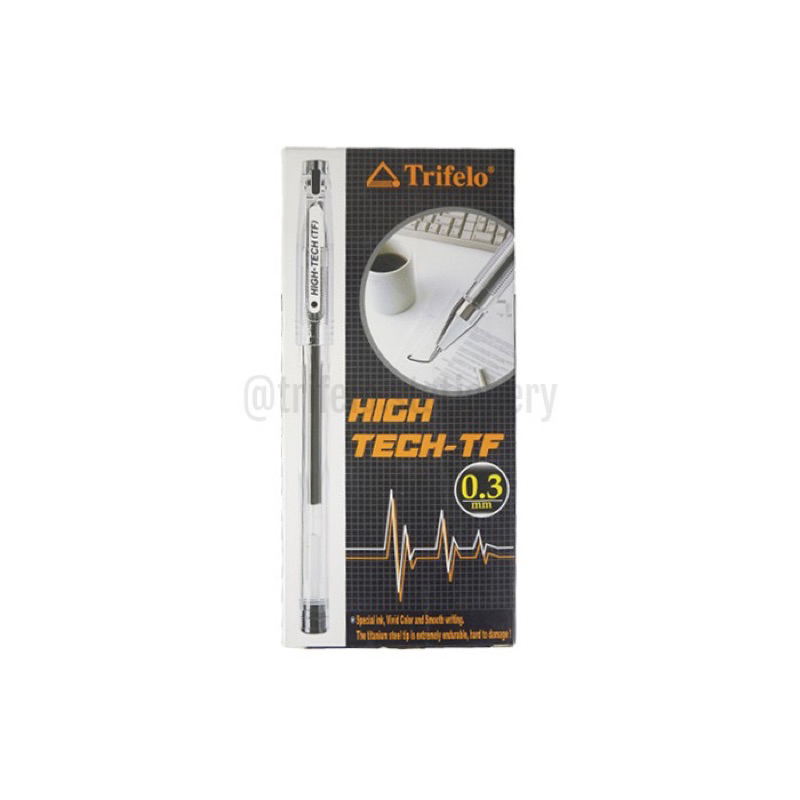 

|1 kotak/12pcs| trifelo Pena hitech warna biru dan hitam 0.3mm