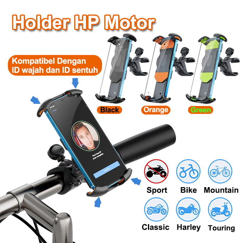 Holder HP Motor Handphone Holder Spion Metal Aluminium Sepeda Holder Universal Holder Stand Handphon