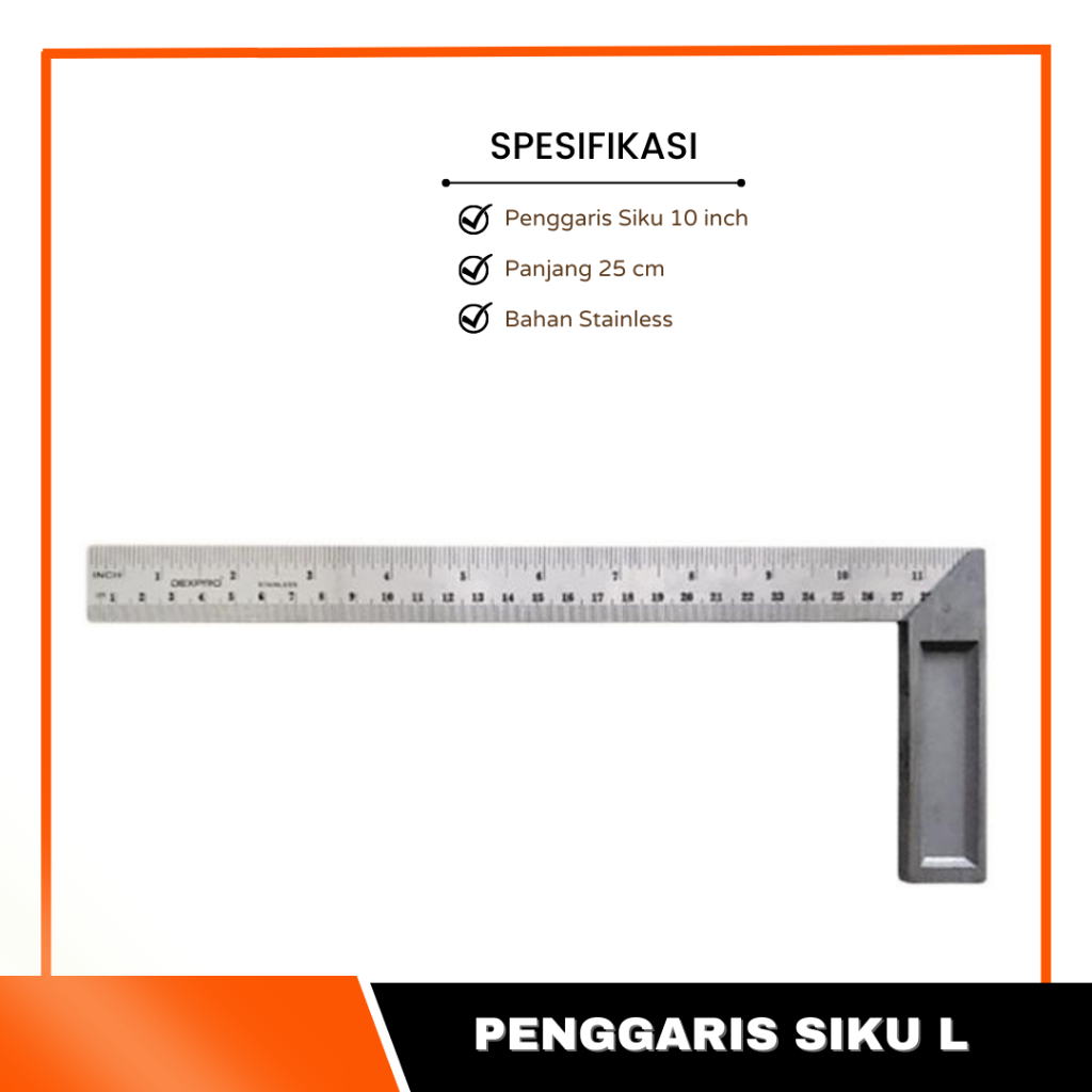 

Penggaris Siku L 12 Inch Garisan Meter Tukang Sudut 30Cm Bahan Besi Stanless Penggaris Siku L Tukang Sudut Presisi