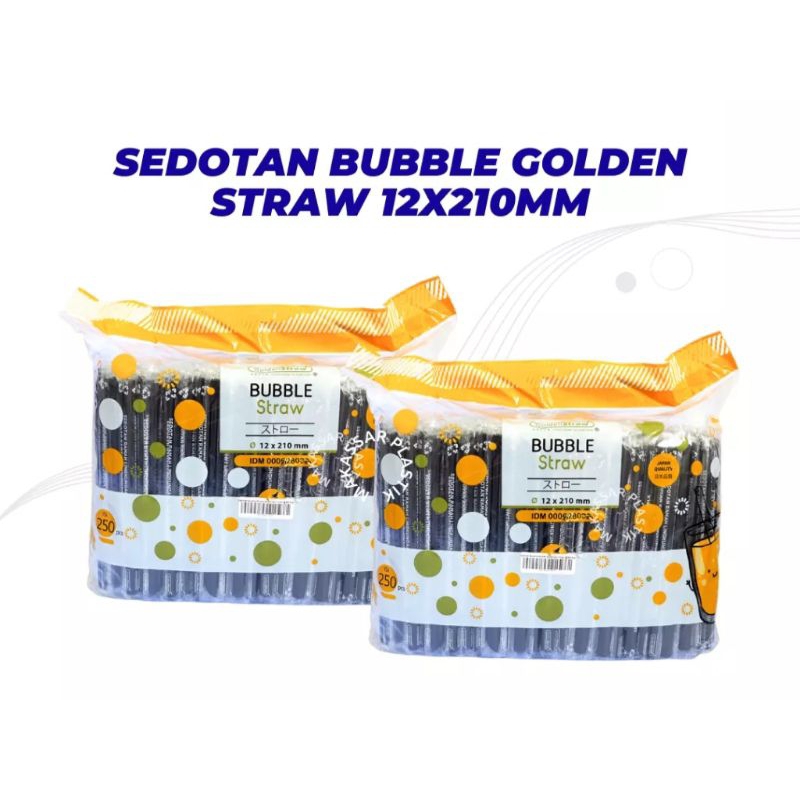 Sedotan Boba Steril Hitam/ Sedotan Oxo Golden Straw 12x210mm Isi 250pcs