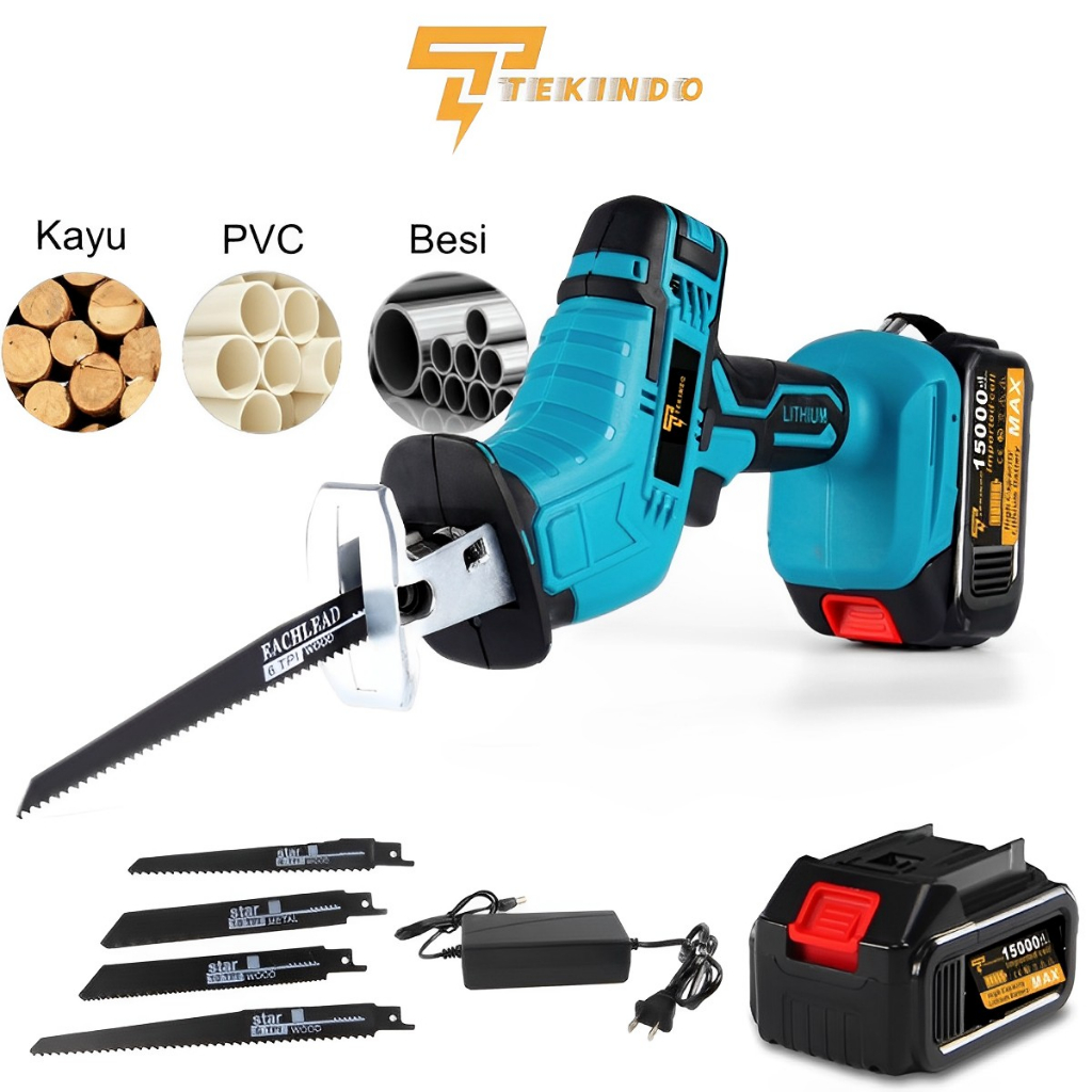 Mesin Gergaji Kayu Besi PVC Resiprokal Cas Baterai Tanpa Kabel Cordless Reciprocating Saw Terbaik da