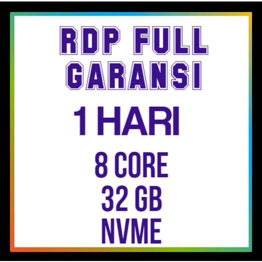 RDP 8 CORE 32GB 1 HARI