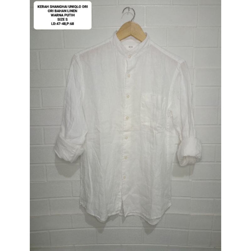 KEMEJA SHANGHAI LINEN PUTIH UNIQLO ORI SIZE S