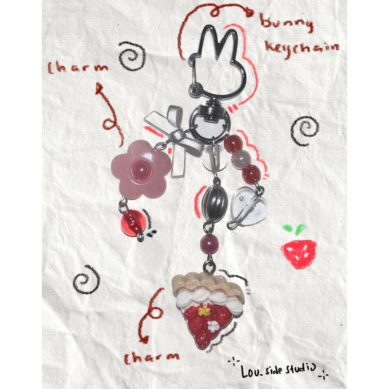 strawberry shortcake keychain gantungan kunci strawberry shortcake lucu