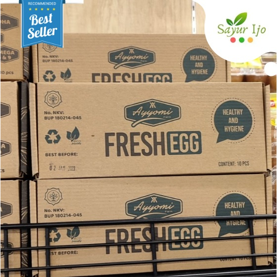 

Telur Fresh Egg Ayyomi Isi 10 Pcs / Kotak Fresh Telor Ayam Negeri Premium Organik