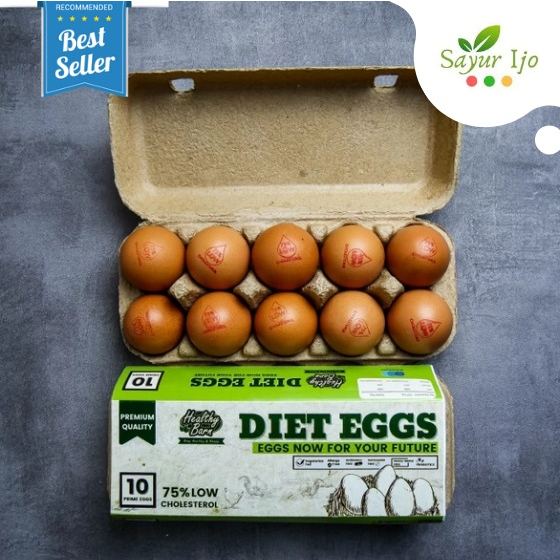 

Telur Ayam Diet Eggs Healthy Barn Isi 10 / Pack Fresh Telor Rendah Kolesterol Premium Organik