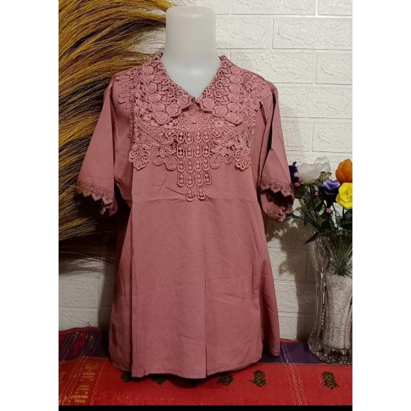 Atasan blus kombinasi bordir