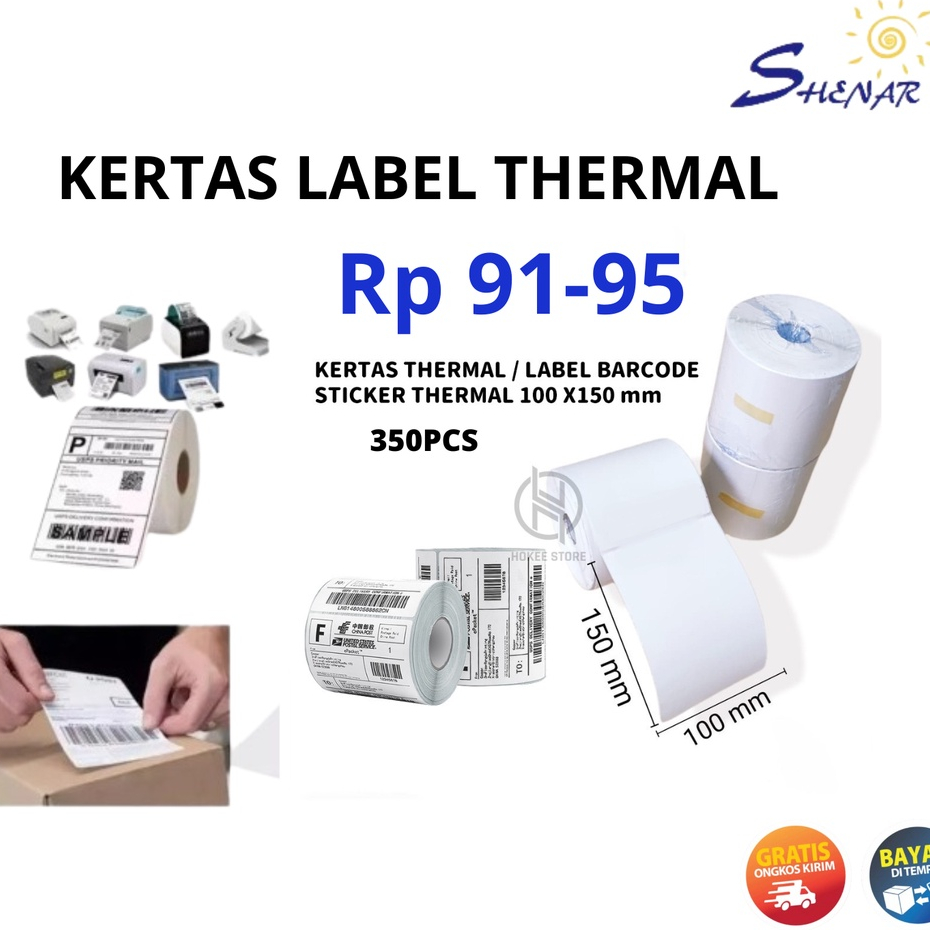 

SHENAR - 100X150 350 ROLL THERMAL KERTAS KERTAS LABEL TANPA RIBBON THERMAL LABEL TULISAN LABEL,LEMARIMURAHJKT168