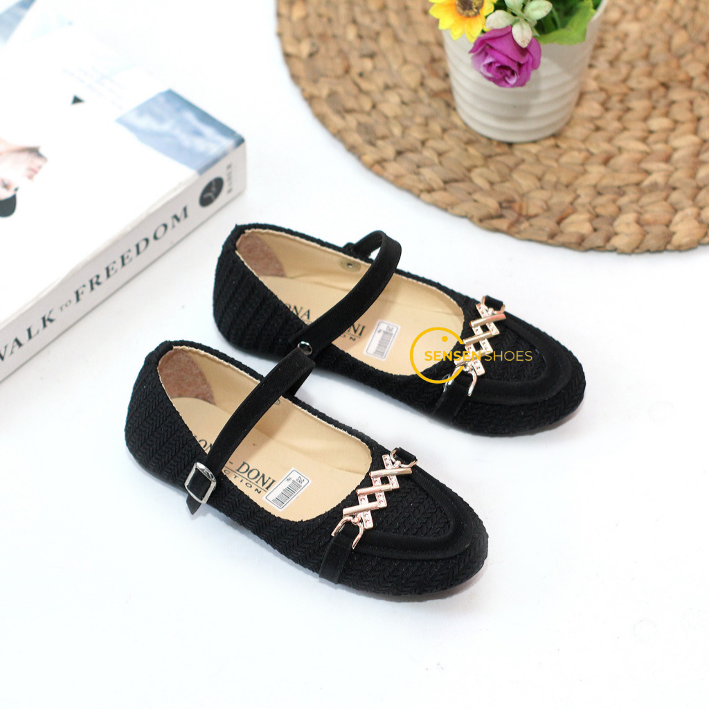 Flatshoes Anak Perempuan Rajut Slip On Sol Karet Anti Licin / Sepatu Balet Empuk Size 22-35