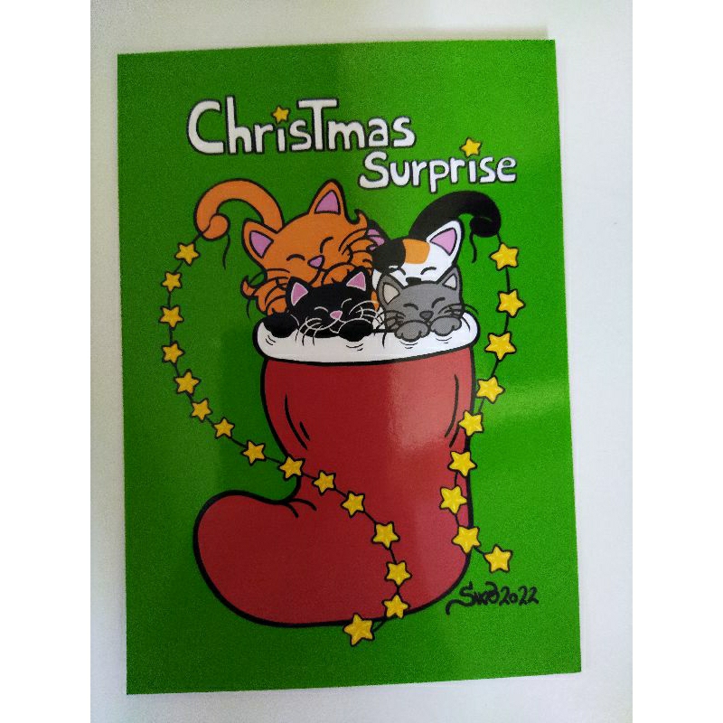 

kartu pos natal kucing titina/titina cat christmas postcard