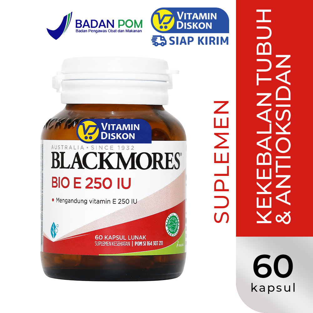 BLACKMORES BIO E 250 IU BPOM KALBE - 60 CAPS | Suplemen Kesehatan Kulit, Vitamin E, Antioksidan