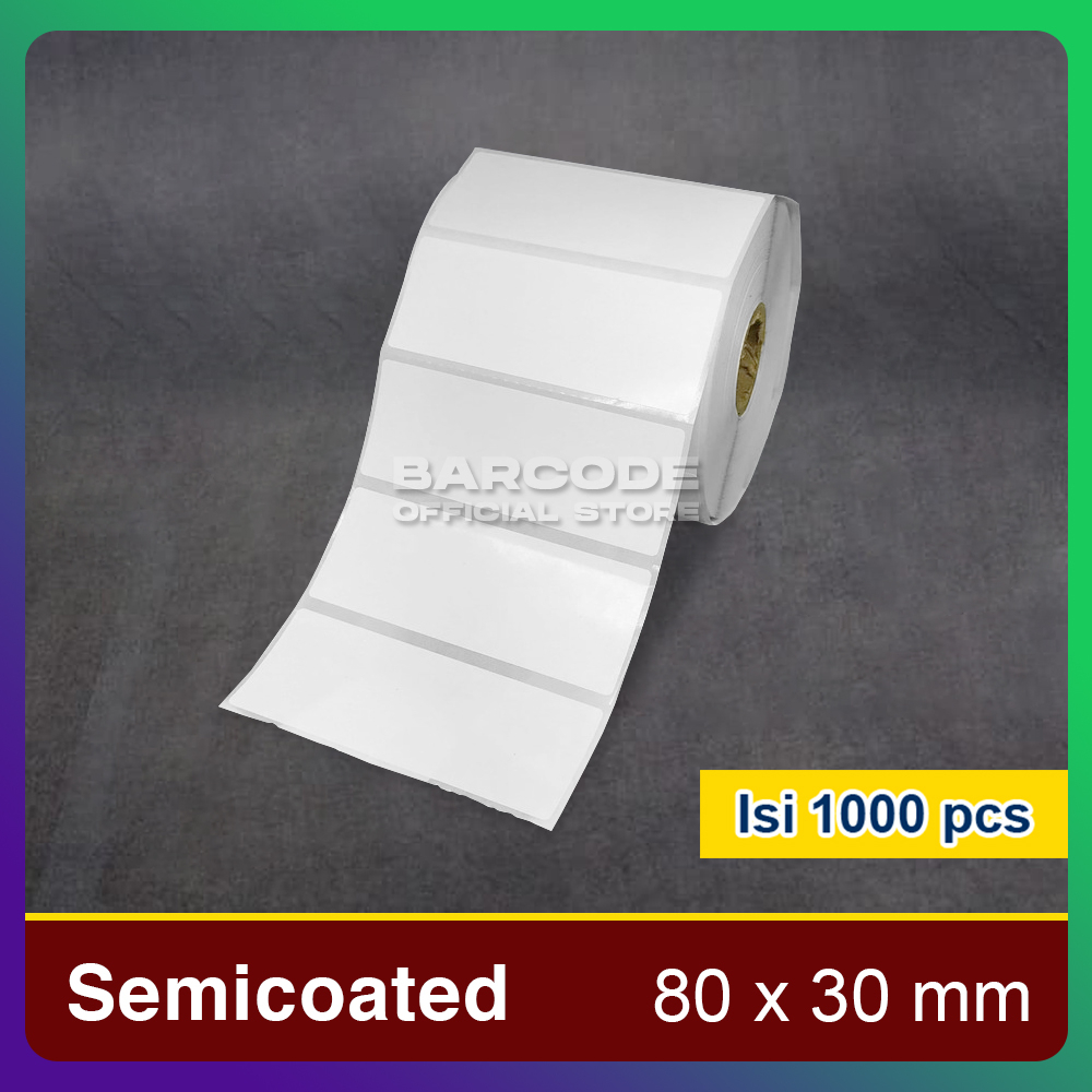 

Label Semicoat 80x30mm / 80 x 30 / 80x30 mm 1 Line Isi 1000 Pcs
