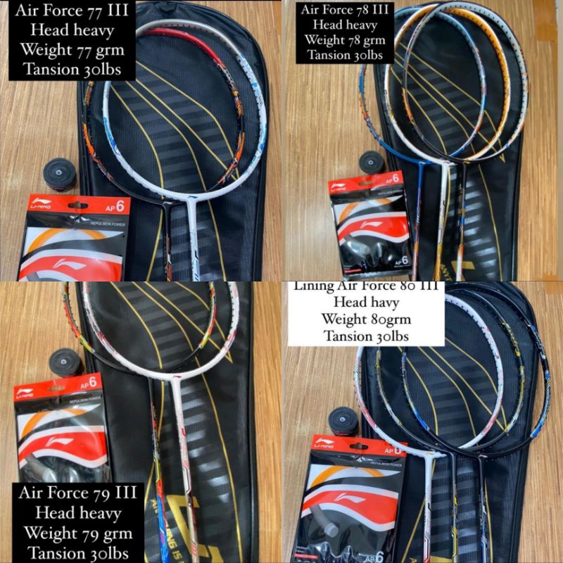Raket Badminton Lining Air Force 77 78 79 80 G3 Original
