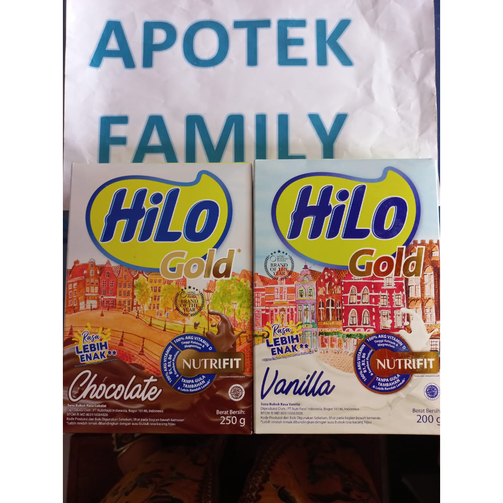 

HiLo Gold Vanilla 200gr coklat 250gr - Susu Dewasa Tinggi Kalsium Sumber Protein