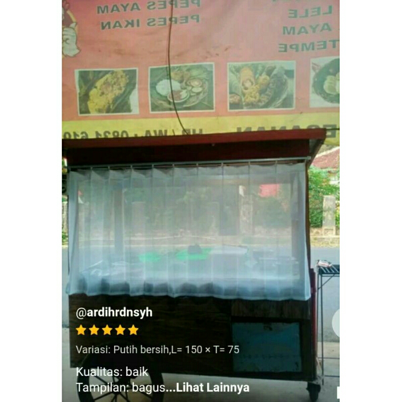 Gorden Etalase Gerobak dan Warteg 150x75cm gorden Vitrase Pendek etalase makanan