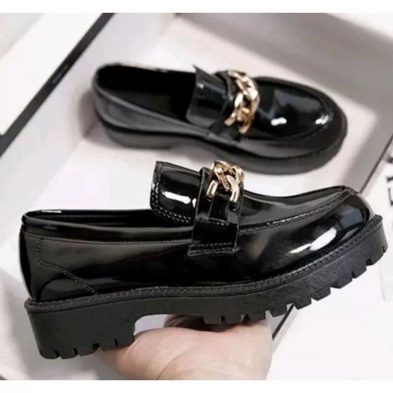 elm.co Sepatu docmart wanita loafers cewek paskibra fashion dokmar perempuan kode elm02