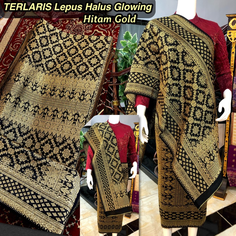 TERLARIS Songket Lepus Halus Warna Best Seller Hitam / Songket Tenun Palembang asli Tenun Tangan/ilh