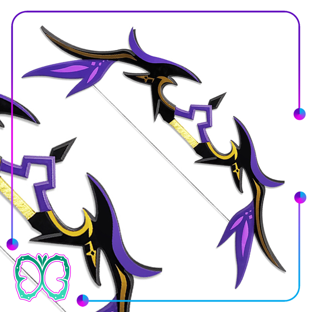 Genshin Impact Properti - Fiscl Bow Cosplay - Mitternachts Waltz - Mainan Panah Kayu Replika