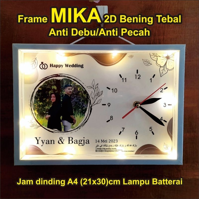 JAM DINDING FOTO UNIK/KADO PERNIKAHAN /ULTAH/ANNIVERSARY/ANTI DEBU,ANTI PECAH/FRAME 3D/JAM COSTUME
