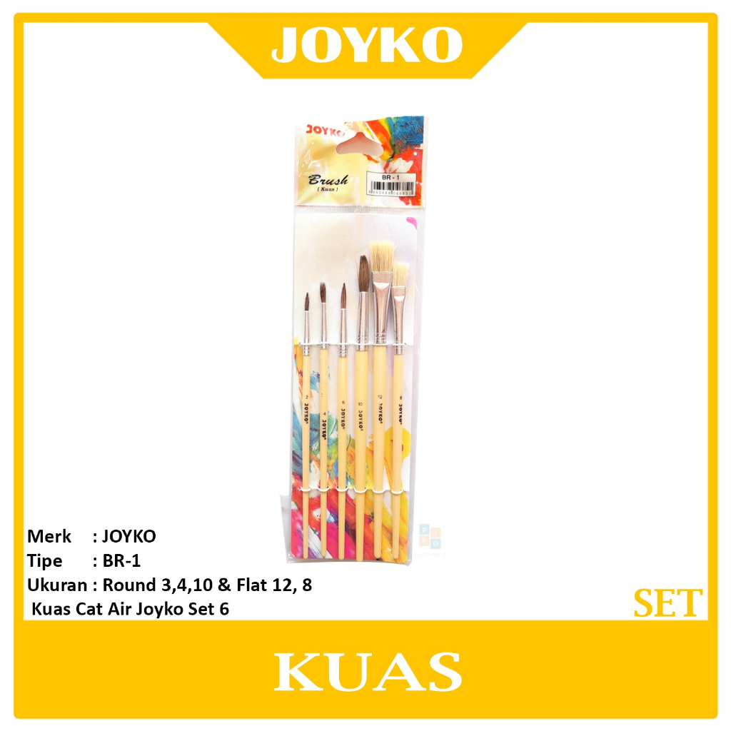 

JOYKO - Kuas Cat Lukis Brush BR-1 6 Ukuran - Set