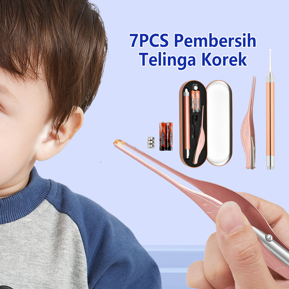 UCLI Korek Kuping LED Lampu Senter /7 PCS Pembersih Telinga Korek Stainless /Earpick Led