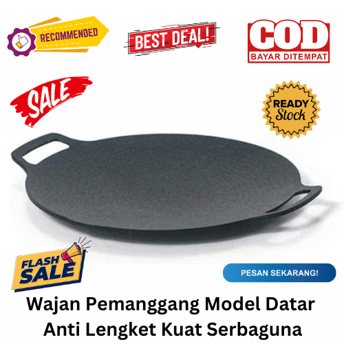 [BISA COD] DISKON Wajan Pemanggang Model Datar Anti Lengket Kuat Serbaguna Wajan Korea Wajan BBQ Waj