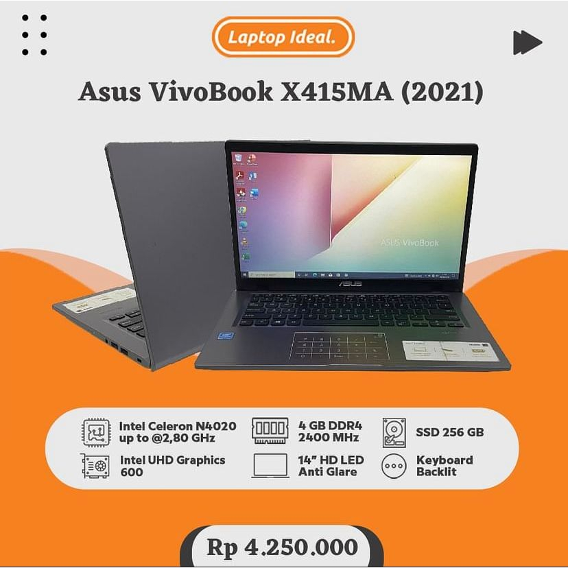 Asus VivoBook X415MA (2021) SLIM N4020 RAM 4 GB SSD 256 GB MULUS