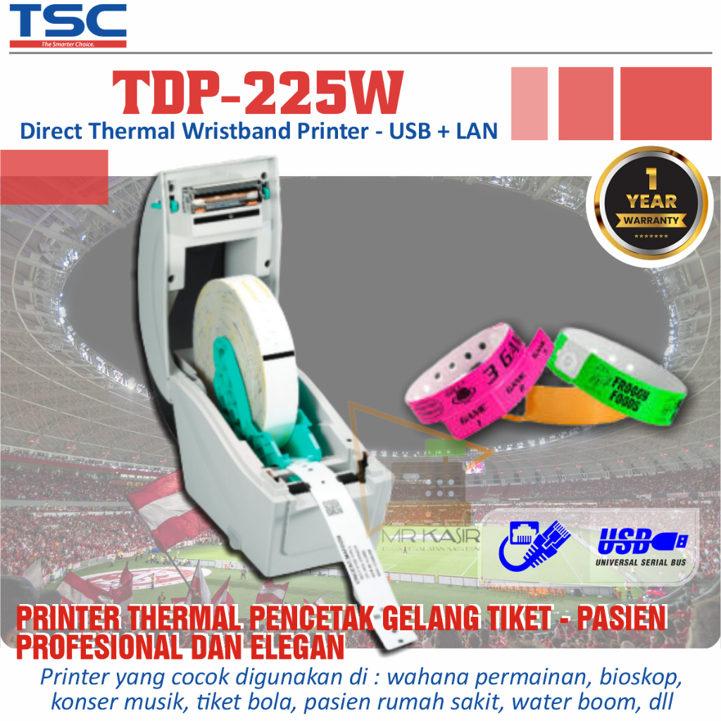 TSC TDP225W WRISTBAND THERMAL PRINTER GELANG KONSER PASIEN
