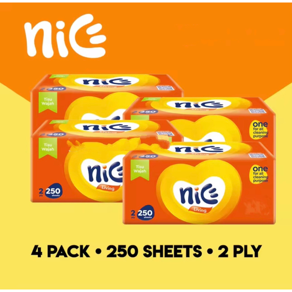 [4 PACK] Nice Facial Tissue 250 Sheets - NICE 250 PAKET ISI 4 PACK