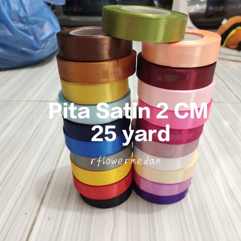 

Pita Satin 2 CM / Pita Buket / pita satin gulungan 25 yard ( 22 meter )