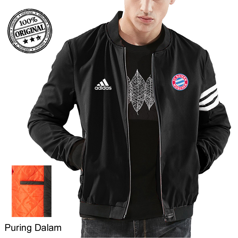 jaket bomber pria logo bayern munchen original / jacket baseball varsity tebal premium / jaket pria 