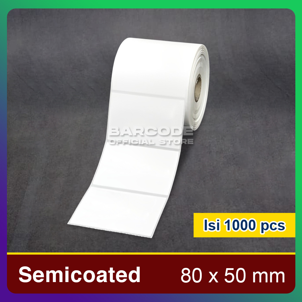 

Kertas Stiker Semicoat 80 x 50mm Label Printer Barcode 1 Line Isi 1000 Pcs