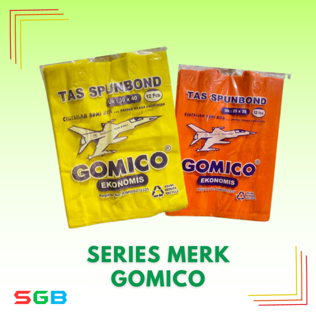 

Tas Spunbond merk GOMICO Tali uk 30x40 dan 25x35 ( harga lusinan ) - Goodie Bag GOMICO