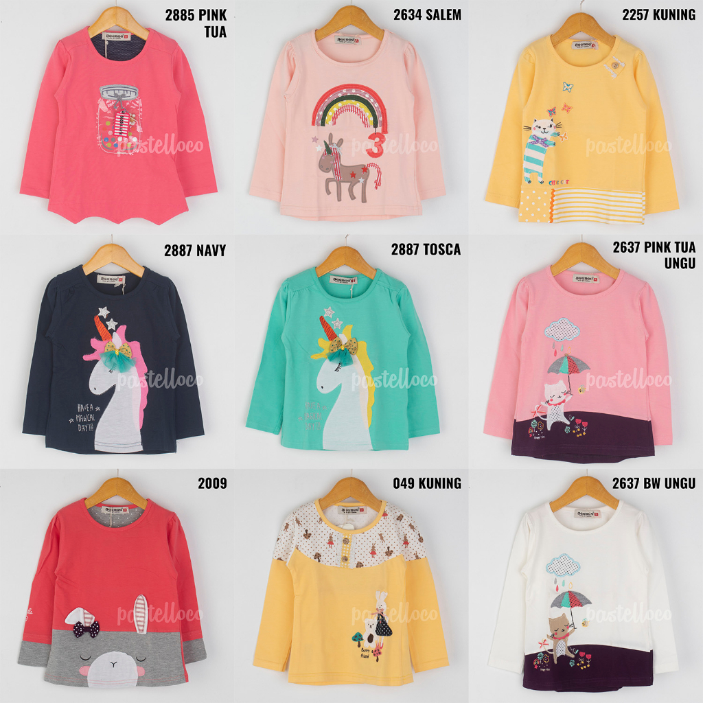 1-3 GEENEE Kaos Anak Perempuan Lengan Panjang Atasan Anak Cewek 12