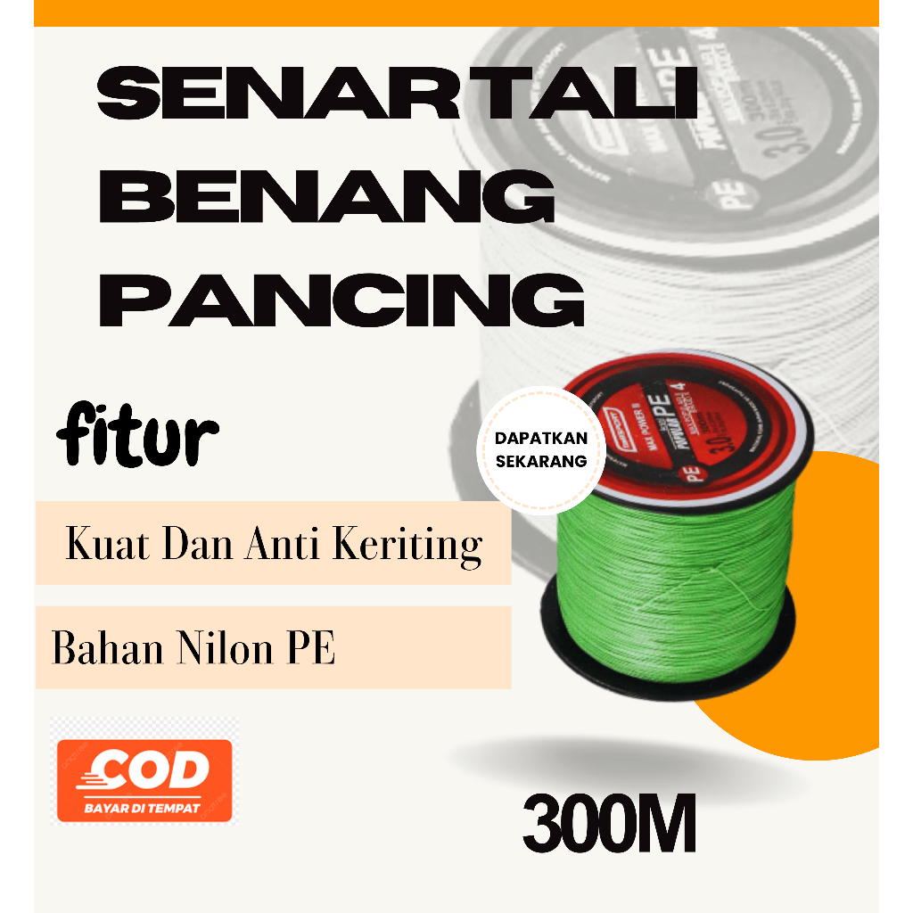 Senar Tali Benang Pancing Kuat Anti Keriting Dan Mudah Tenggelam PE Braided Thick Line 300M Murah Te