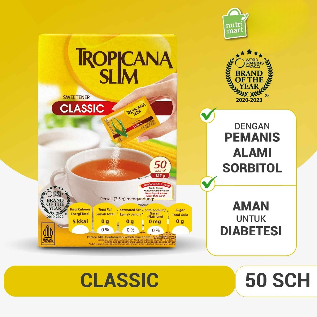 

Tropicana Slim Sweetener Classic 50 Sachet - Pemanis untuk Bantu Batasi Gula