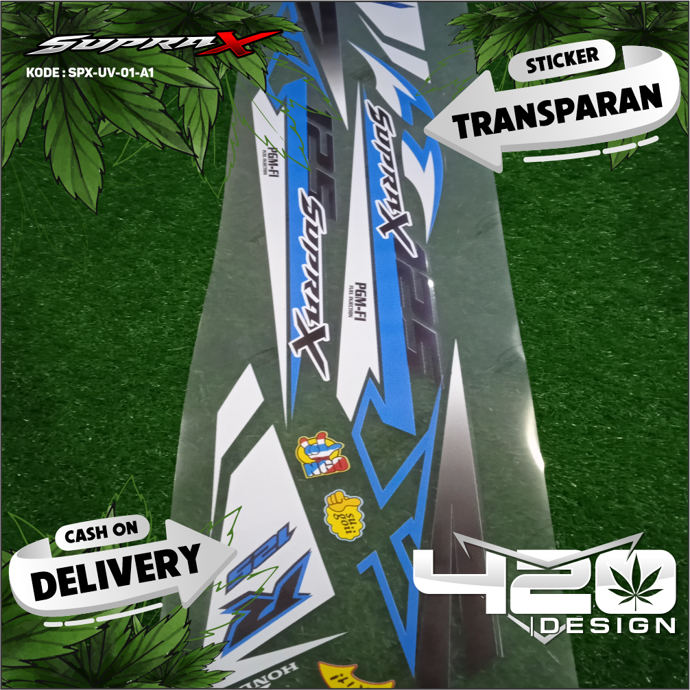 STIKER STRIPING TRANSPARAN VARIASI MOTOR SUPRA X 125 TAHUN 2010 2011 2012 MOTIF SIMPLE CUSTOM - KODE